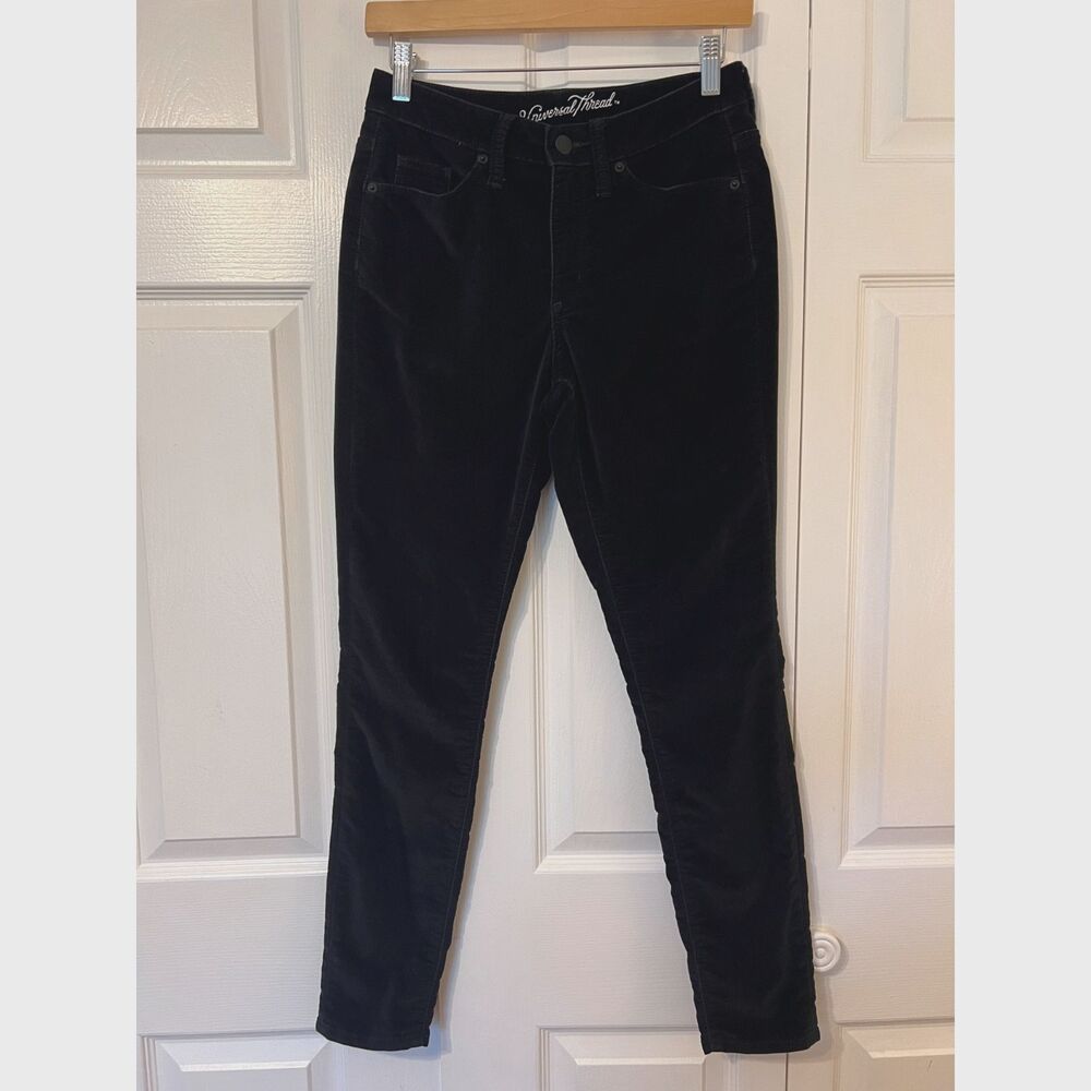 Universal Thread Women's High Rise Velvet Skinny Jeans Black Size 2 / 26 R